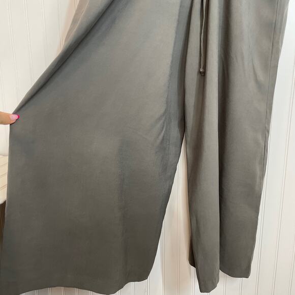 BCBGeneration Women’s Green Gray Lace Up Front Wide Leg Jumpsuit Size L - Picture 4 of 10